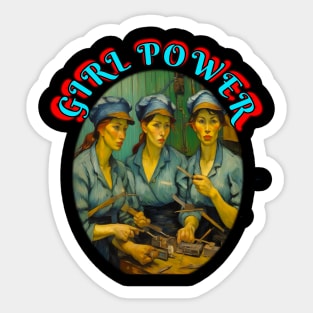 Girl Power Van Gogh style Sticker